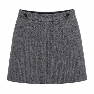 Madewell Womens Skirt 4 Wool Blend Grey Herringbone A-Line Mini Preppy Academia